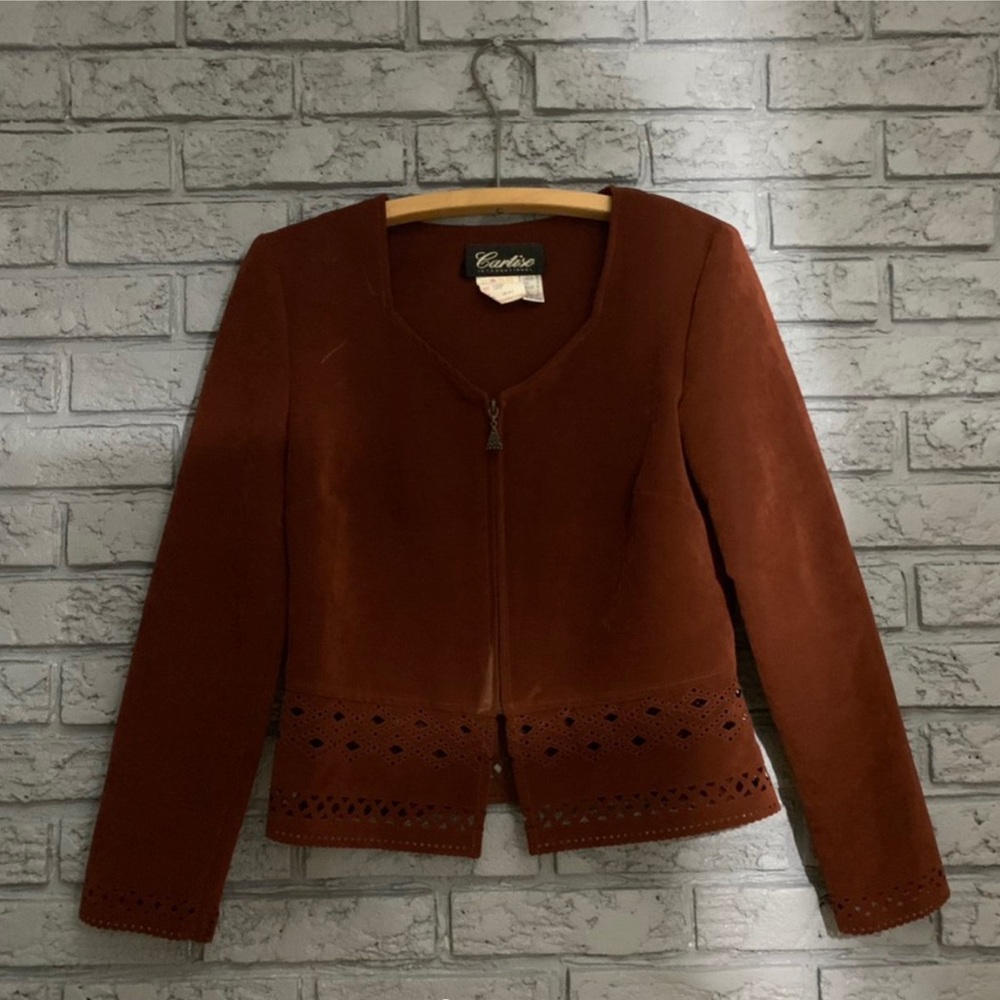 red brown suede/feeling cropped blazer